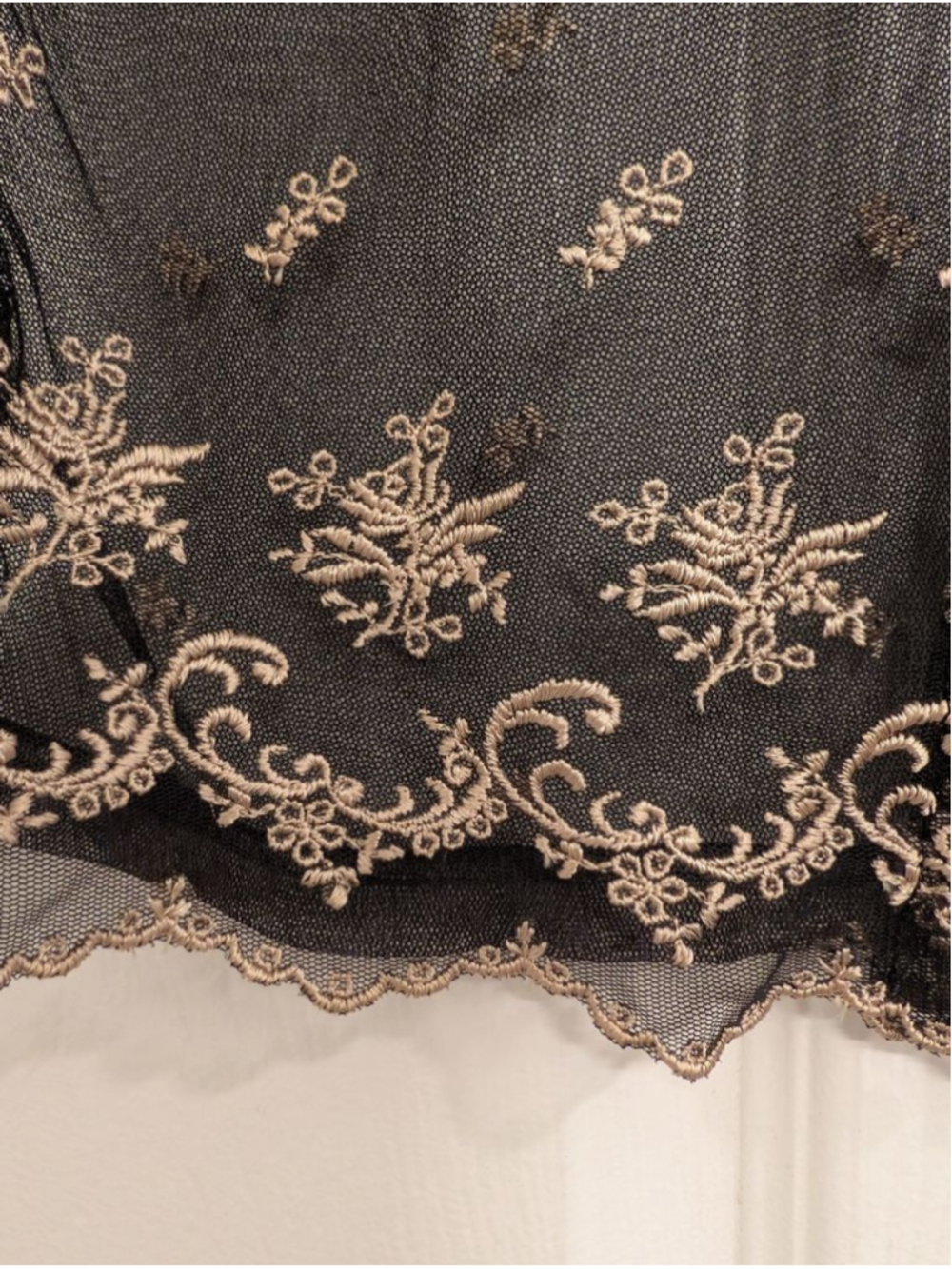 Y2K Black Sheer Mesh Floral Embroidered Button Down Top Whimsigoth Dark Coquette - Picture 3 of 7